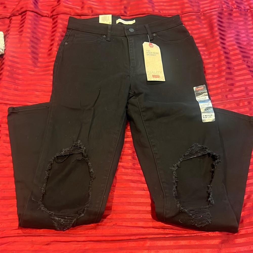 Levi Black Ripped Jeans